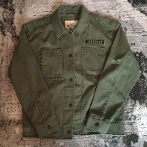 Army Green Distressed Jean Jacket